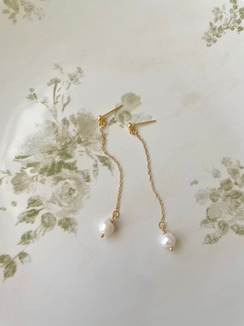珍珠耳環 珍珠耳鍊 天然淡水珍珠耳針