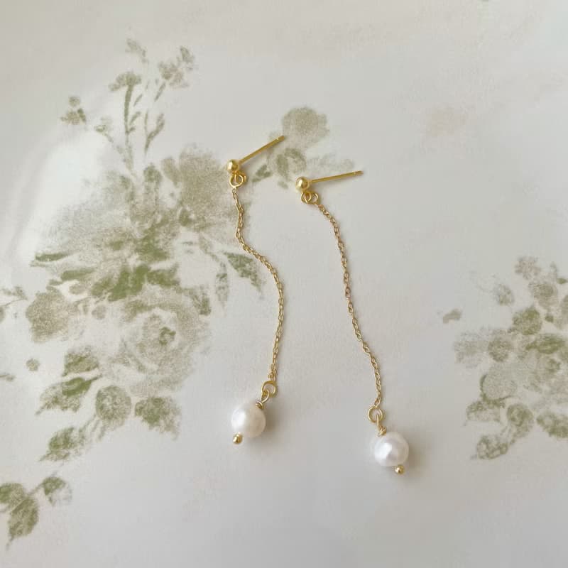 珍珠耳環 珍珠耳鍊 天然淡水珍珠耳針