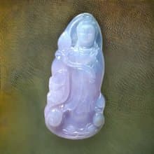 冰種紫羅蘭翡翠精雕觀音菩薩 | 天然緬甸玉翡翠A貨 | 送禮