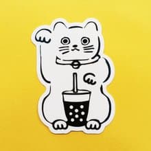 招財貓  防水貼紙    貼紙 防水  切膜貼紙 行李箱 安全帽 平板