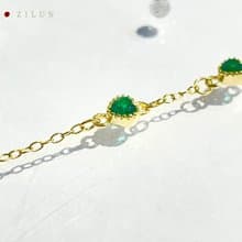 │輕珠寶│心串心 • 祖母綠鋯石 • 純銀手鍊 • 925silver