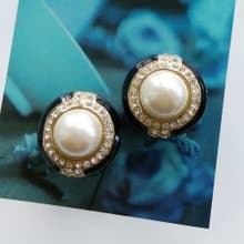 【西洋古董飾品 】氣質 仿珠 小奢華 夾式耳環