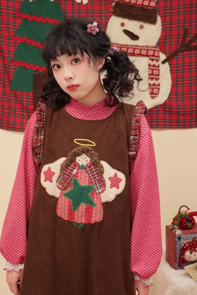 古著感少女 小天使燈芯絨背心裙