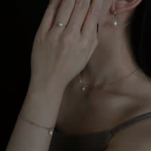 不對稱雨滴珍珠項鍊 免運 四件組 -免費改夾