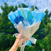 花屋系列 手作鉤織藍色康乃馨花束