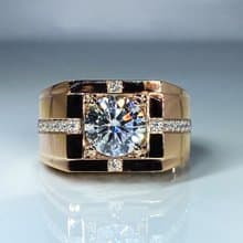 莫桑鑽 |  1&2克拉 黃/白金禮讚男戒  | 台中門市 |  可升級K金白