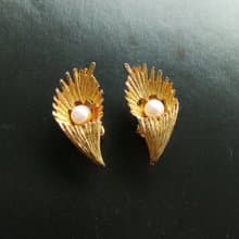 Vintage Jewelry 西洋古董飾品 海芋 仿珠 夾式耳環