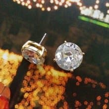 Vintage Jewelry 西洋古董飾品 小單鑽造型 簡約白鑽  針式耳環