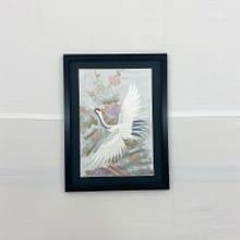 きものアート49　鶴　着物　和モダンインテリア　縁起物 　長寿祝い　made in japan