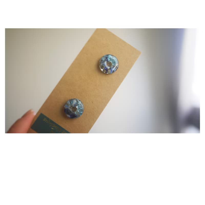 礦石甜甜圈耳針 | 天然石+樹脂耳飾 | 穿式 | pierced