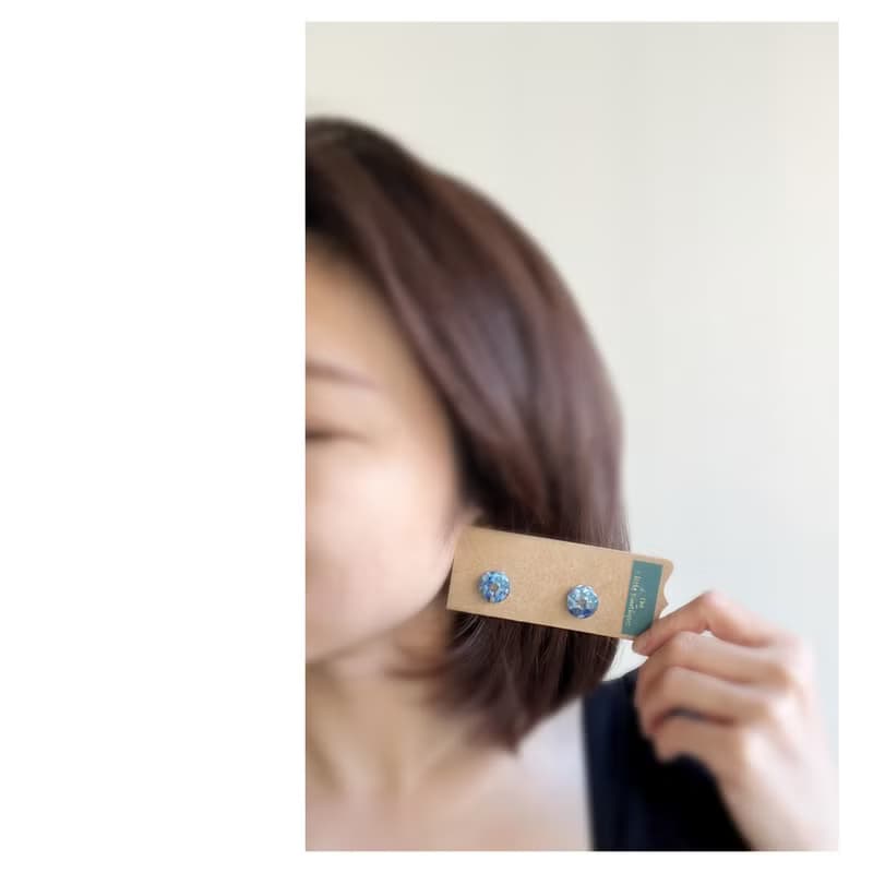 礦石甜甜圈耳針 | 天然石+樹脂耳飾 | 穿式 | pierced