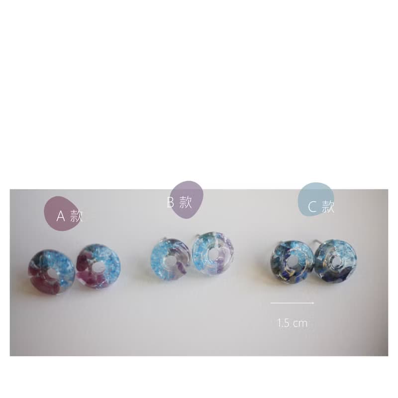 礦石甜甜圈耳針 | 天然石+樹脂耳飾 | 穿式 | pierced