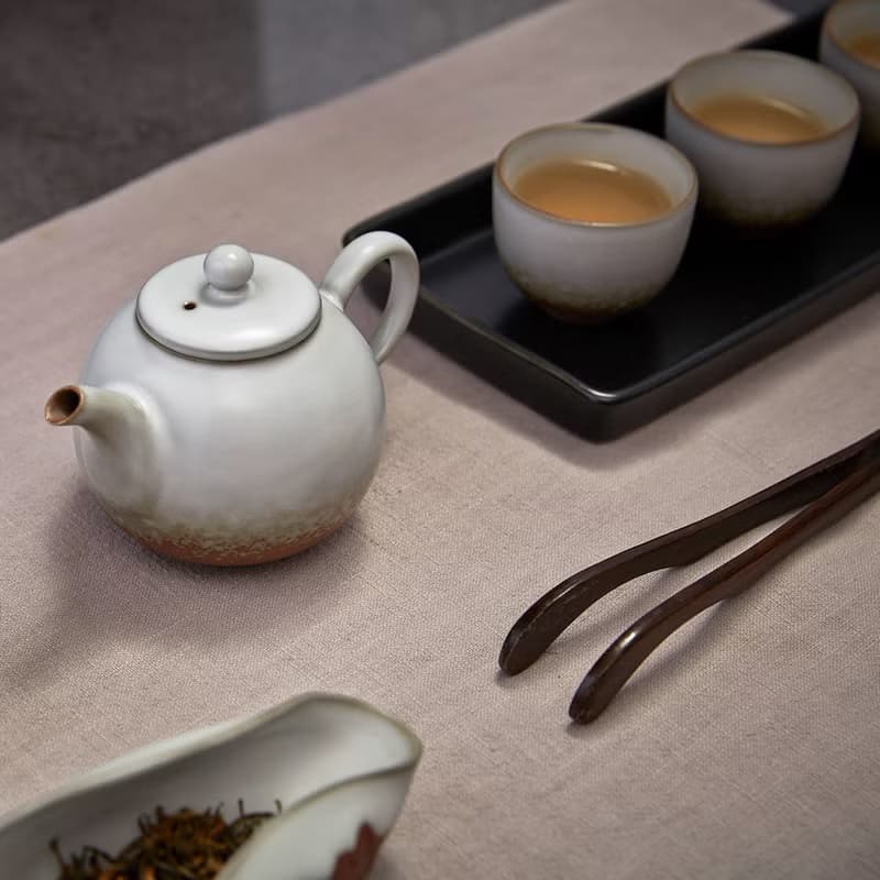 乾唐軒陶器活瓷 |春水茶具組 / 陶 / 一壺+六杯+茶海 / 油脂釉