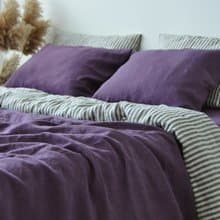 Deep purple double-sided linen duvet cover / Softened linen / Comforter cover