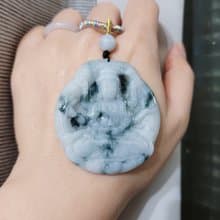 【親翠】天然翡翠 隨形嬌感底飄花千手觀音項鍊 佛系 畢業禮物