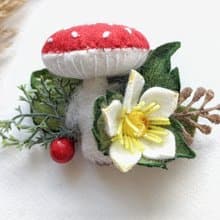 蘑菇和花朵髮夾毒菌髮夾林地配飾派對