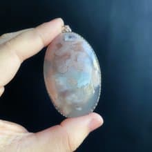 櫻花瑪瑙 淨透 粉花飄搖 水中花 項鍊 S925銀鑲 禮物 生日
