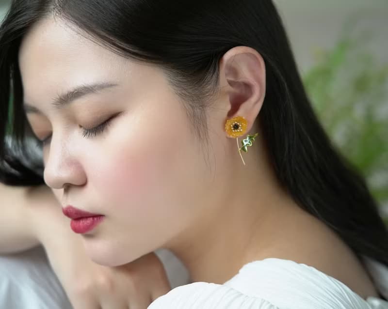 虞美人 • 橘黃 - 手工樹脂耳環 飾品 禮物