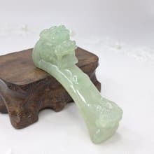 溫潤手工雕刻貔貅龍勾擺件吊墜雙用 |天然緬甸玉A貨翡翠