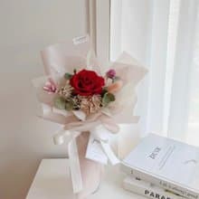 Journee法式唯美紅玫瑰奶茶色系乾燥花束/永生花情人節花束七夕