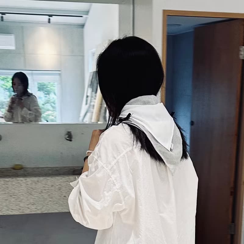 CLARECHEN_愛心方巾_黑白色蝴蝶結款