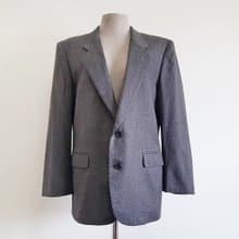 Medium Vintage LANVIN Gray Wool Blazer Mens Notch Collar Jacket Boyfriend Blazer