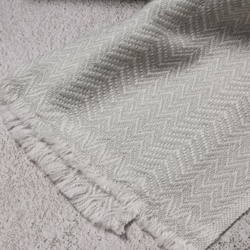 【窄版】喀什米爾羊毛圍巾 細山形紋灰色 脖圍 手工機織