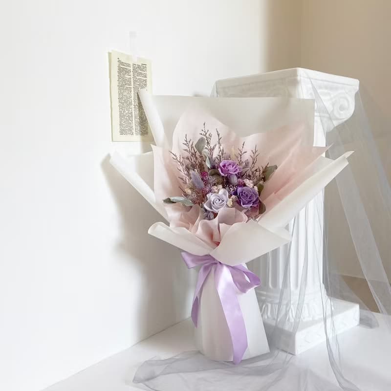 浪漫漸層紫花束 不凋花 永生花 乾燥花 情人節花束 求婚花束 花禮