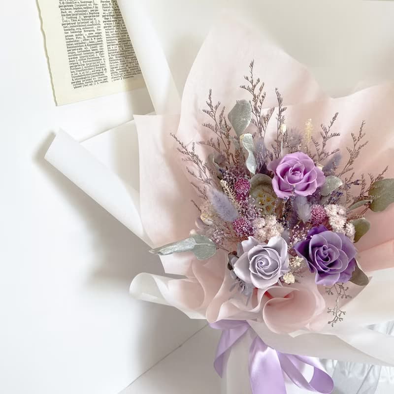 浪漫漸層紫花束 不凋花 永生花 乾燥花 情人節花束 求婚花束 花禮