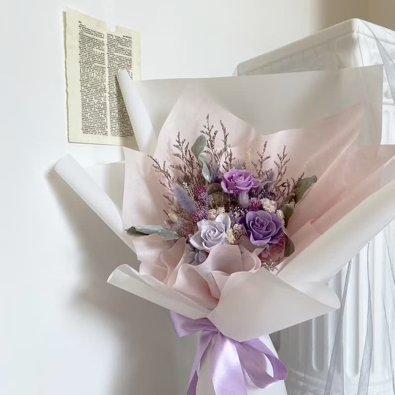 浪漫漸層紫花束 不凋花 永生花 乾燥花 情人節花束 求婚花束 花禮