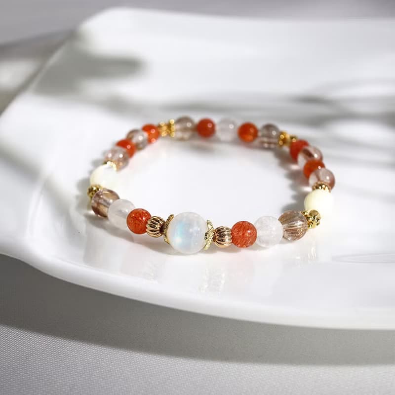 秋日早晨 | A24月光石太陽石鈦晶水晶手鍊