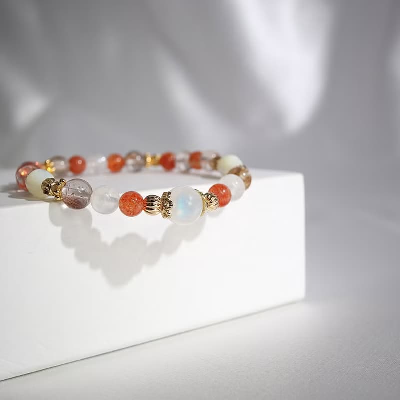 秋日早晨 | A24月光石太陽石鈦晶水晶手鍊