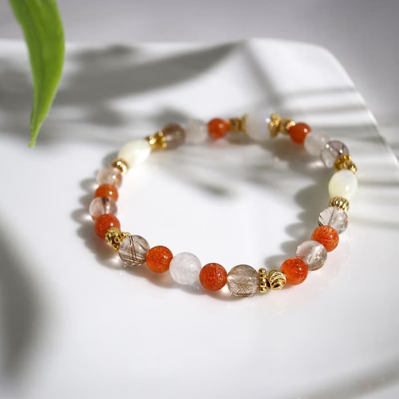 秋日早晨 | A24月光石太陽石鈦晶水晶手鍊