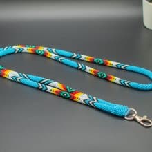 Teacher Gift: Light Blue/Pink/Green Beaded Lanyard with Breakaway Clasp