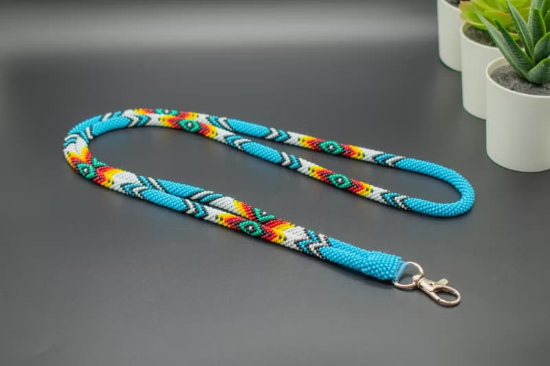 Teacher Gift: Light Blue/Pink/Green Beaded Lanyard with Breakaway Clasp