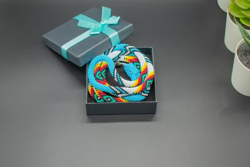 Teacher Gift: Light Blue/Pink/Green Beaded Lanyard with Breakaway Clasp