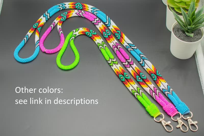 Teacher Gift: Light Blue/Pink/Green Beaded Lanyard with Breakaway Clasp