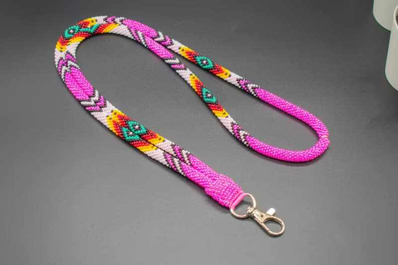 Teacher Gift: Light Blue/Pink/Green Beaded Lanyard with Breakaway Clasp