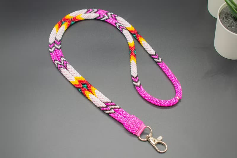 Teacher Gift: Light Blue/Pink/Green Beaded Lanyard with Breakaway Clasp