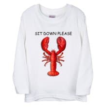 Sit Down Please 龍蝦裝 長袖上衣T恤 白 童裝 大人服 親子裝