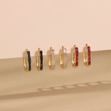 s925銀歐美風彩色鋯石耳環 鑲鑽耳扣 可戴睡覺 母親節禮物推薦