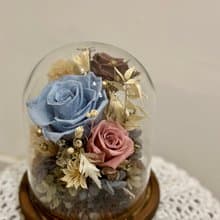莫蘭迪玫瑰玻璃罩 永生花盅 情人節禮物