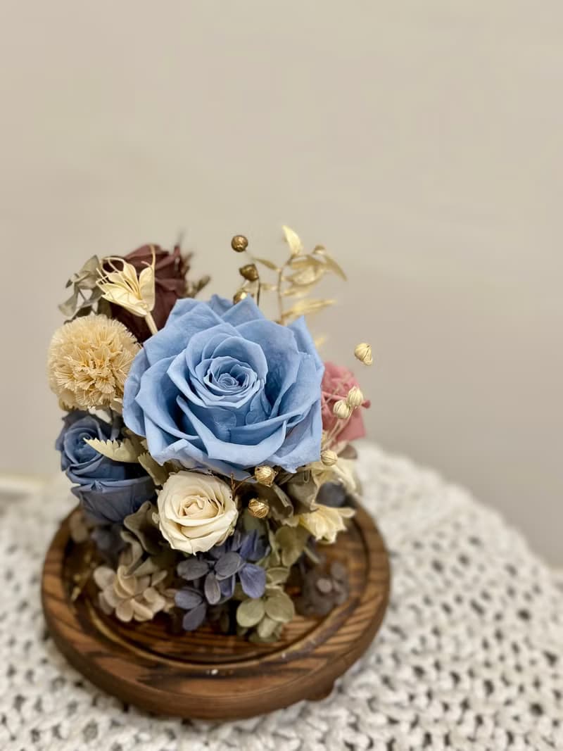 莫蘭迪玫瑰玻璃罩 永生花盅 情人節禮物