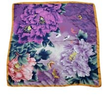 有禮貌穿搭 東方 大花圖騰 絲巾 方巾 70cm
