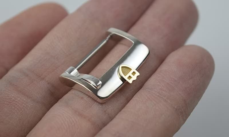 帝舵手錶盾牌銀表扣18k金標logo表扣925純銀底座表帶針扣手錶配件