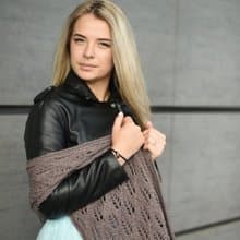 Beige warm openwork knitted scarf/ Winter accessory