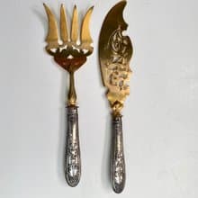 古董餐桌組魚|來自法國的黃銅刀叉| 1930年