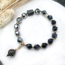 VIIART。隨香-夜光杯。藍砂石黑碧璽太赫茲香珠手環 | 手鍊手串