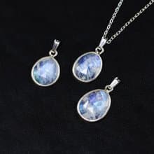 Ice Fragments - Rainbow Moonstone 925 Silver Gemstone Necklace