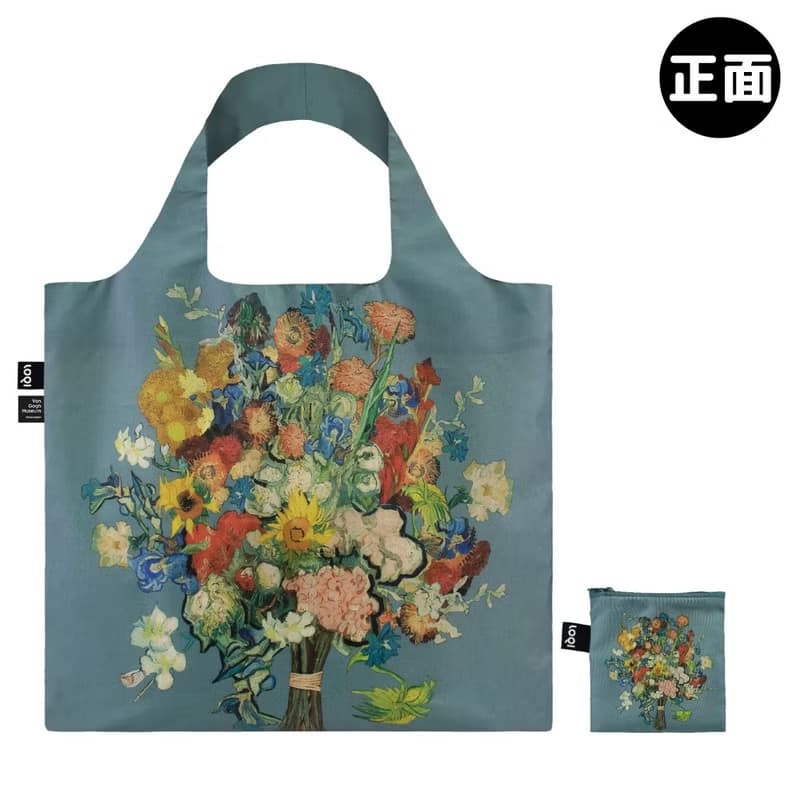 LOQI 環保材質購物袋-梵谷 花束藍 (無扣帶、無暗袋)